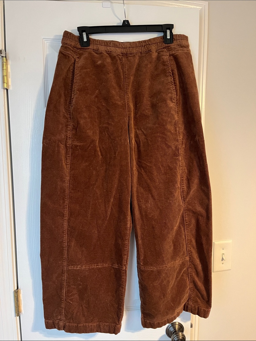 Pilcro Chocolate Brown Cropped Corduroy Barrel Pants
